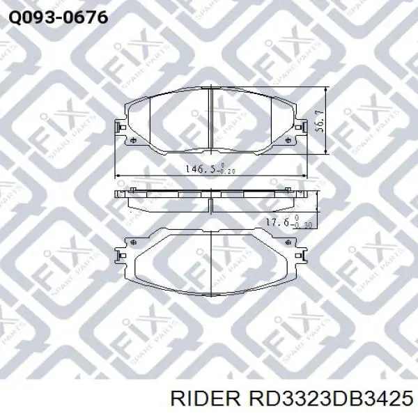 RD3323DB3425 Rider pastillas de freno delanteras