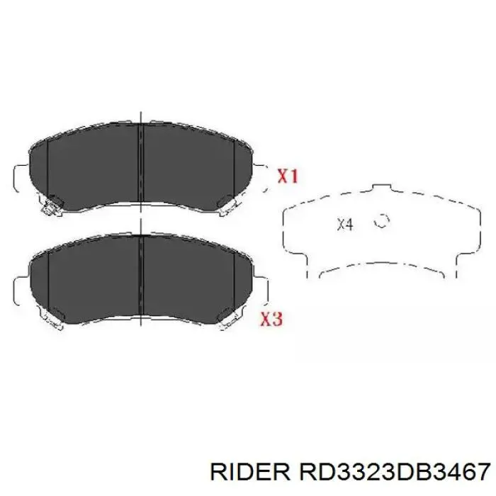 RD3323DB3467 Rider pastillas de freno delanteras