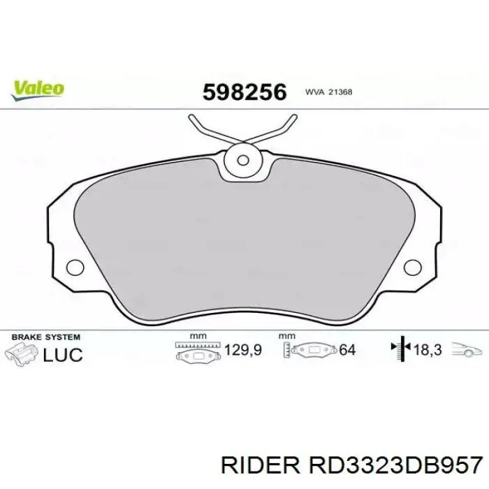 RD3323DB957 Rider pastillas de freno delanteras