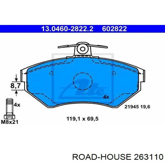 2631.10 Road House pastillas de freno delanteras