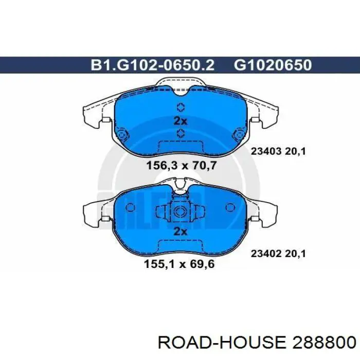 2888.00 Road House pastillas de freno delanteras