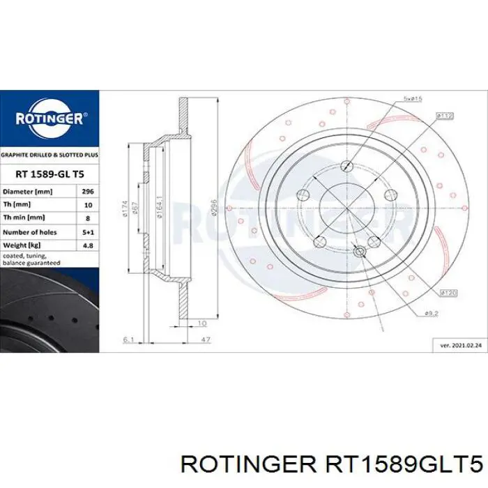 RT1589GLT5 Rotinger disco de freno trasero