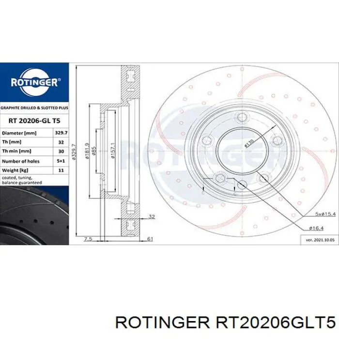 RT20206GLT5 Rotinger freno de disco delantero