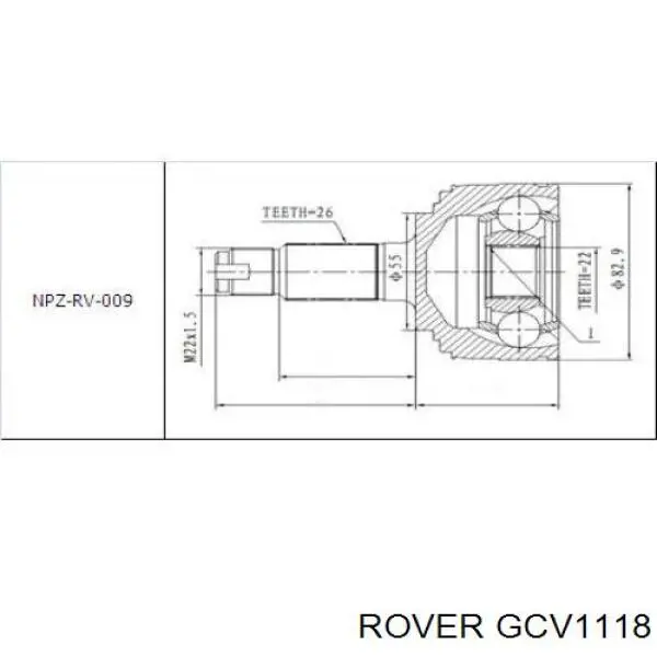 GCV1118 Rover junta homocinética exterior delantera