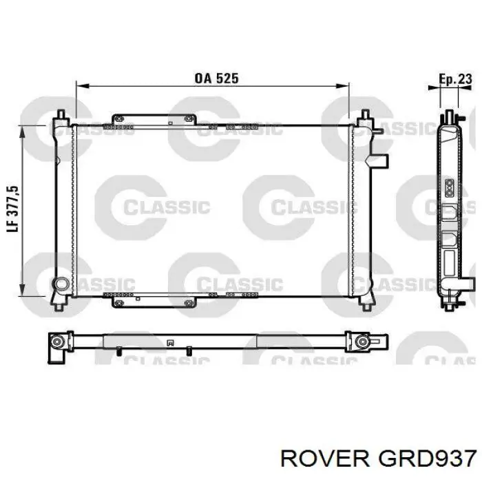 GRD937 Rover radiador refrigeración del motor