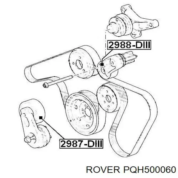 PQH500060 Rover tensor de correa, correa poli v