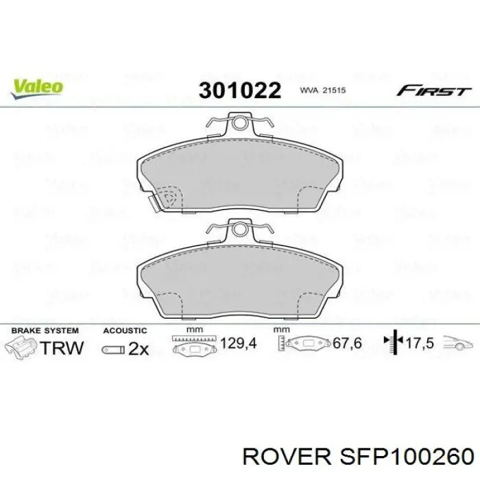 SFP100260 Rover pastillas de freno delanteras