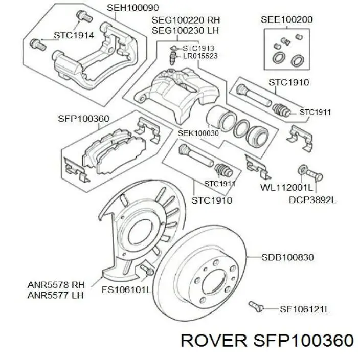 SFP100360 Rover pastillas de freno delanteras