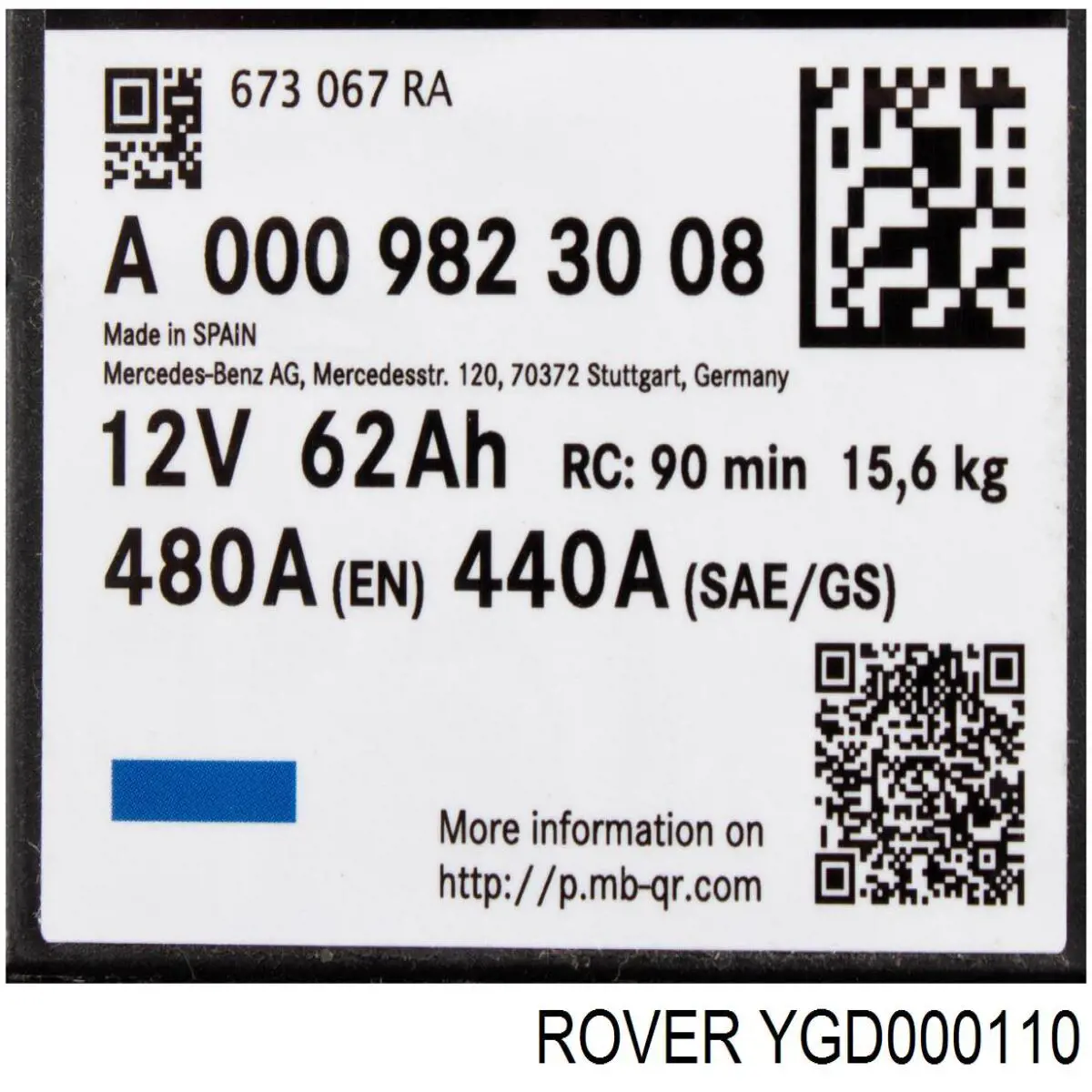 YGD000110 Rover batería de arranque