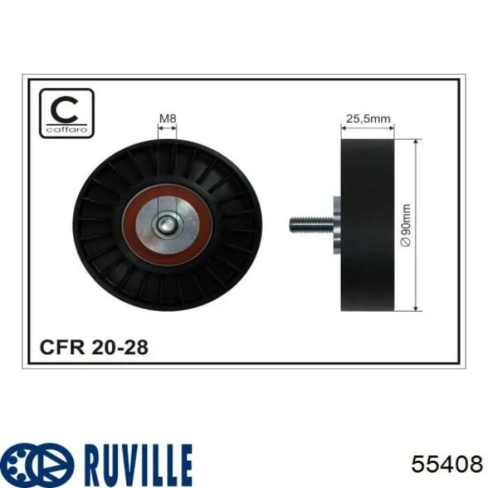 55408 Ruville polea inversión / guía, correa poli v