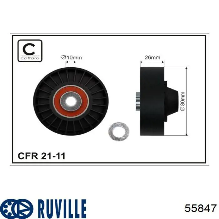 55847 Ruville polea inversión / guía, correa poli v