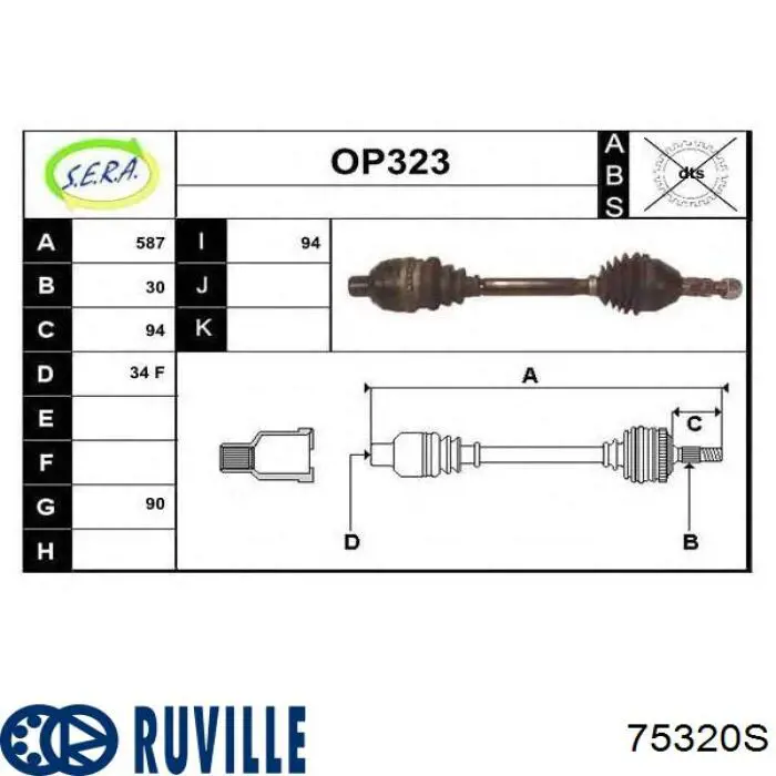 75320S Ruville junta homocinética exterior delantera