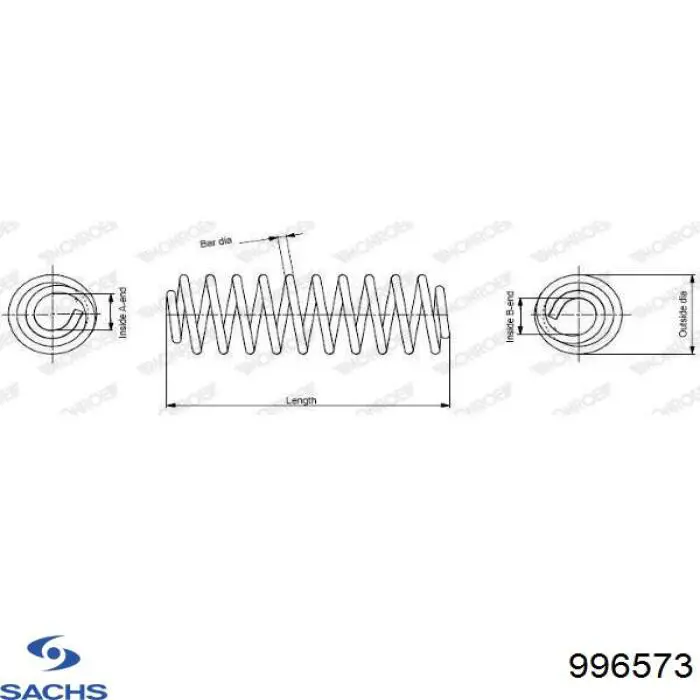 996 573 Sachs muelle de suspensión eje trasero