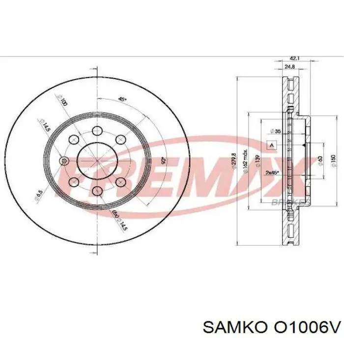 O1006V Samko freno de disco delantero