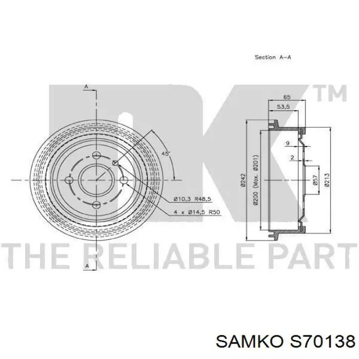 S70138 Samko freno de tambor trasero