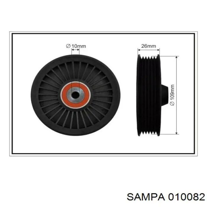 010082 Sampa Otomotiv‏ polea inversión / guía, correa poli v