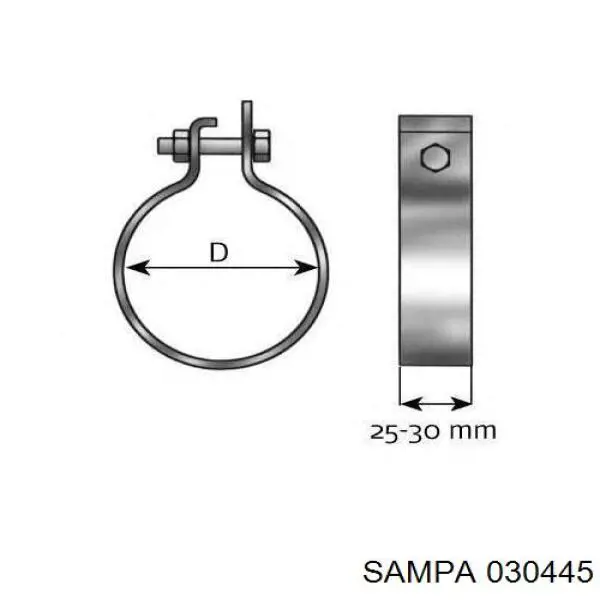 030.445 Sampa Otomotiv‏ abrazadera de silenciador delantera