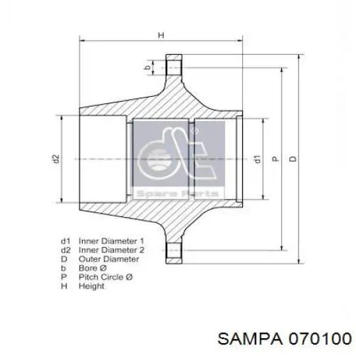 070100 Sampa Otomotiv‏ cubo de rueda delantero