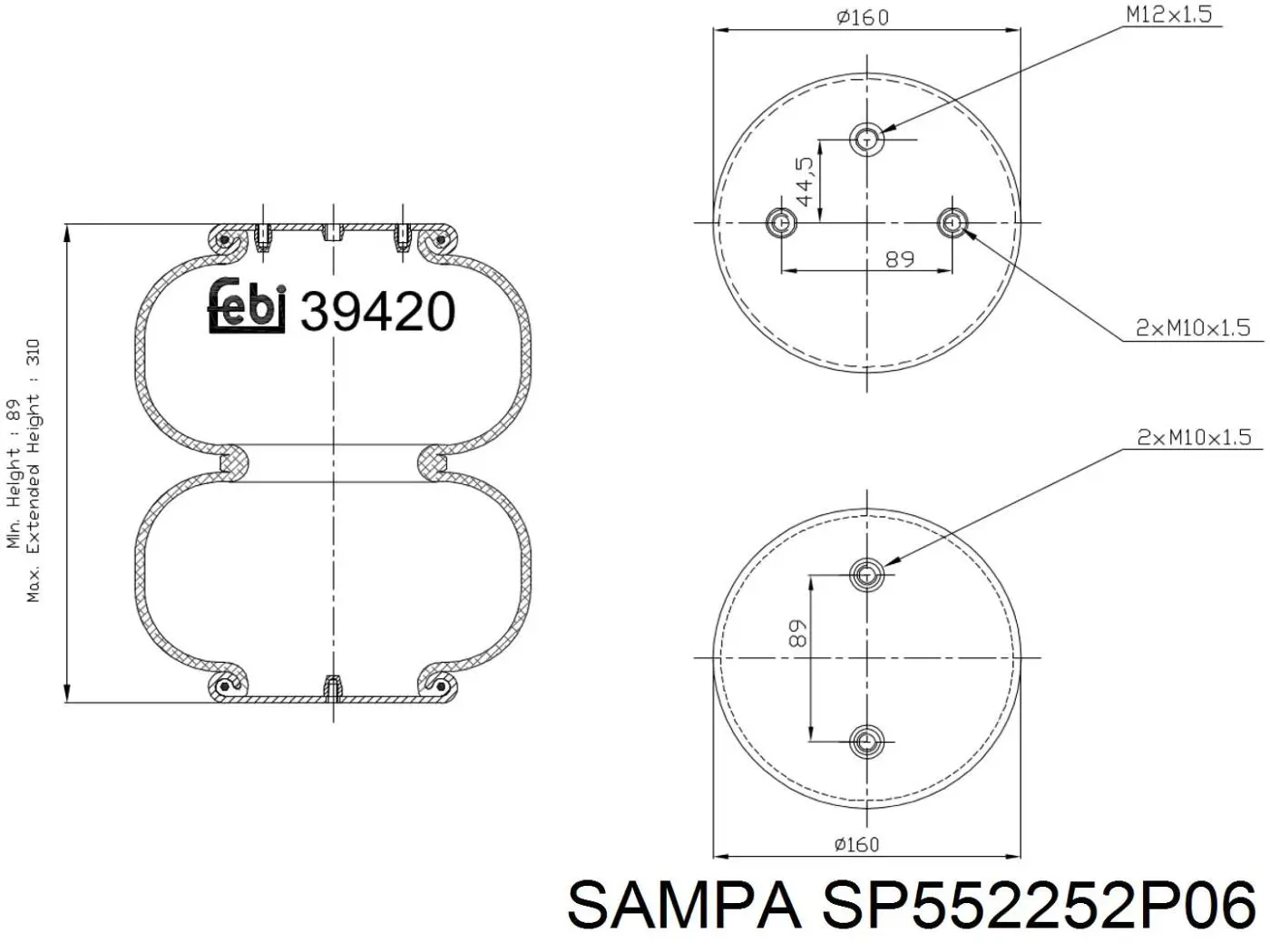 SP552252P06 Sampa Otomotiv‏ muelle neumático, suspensión