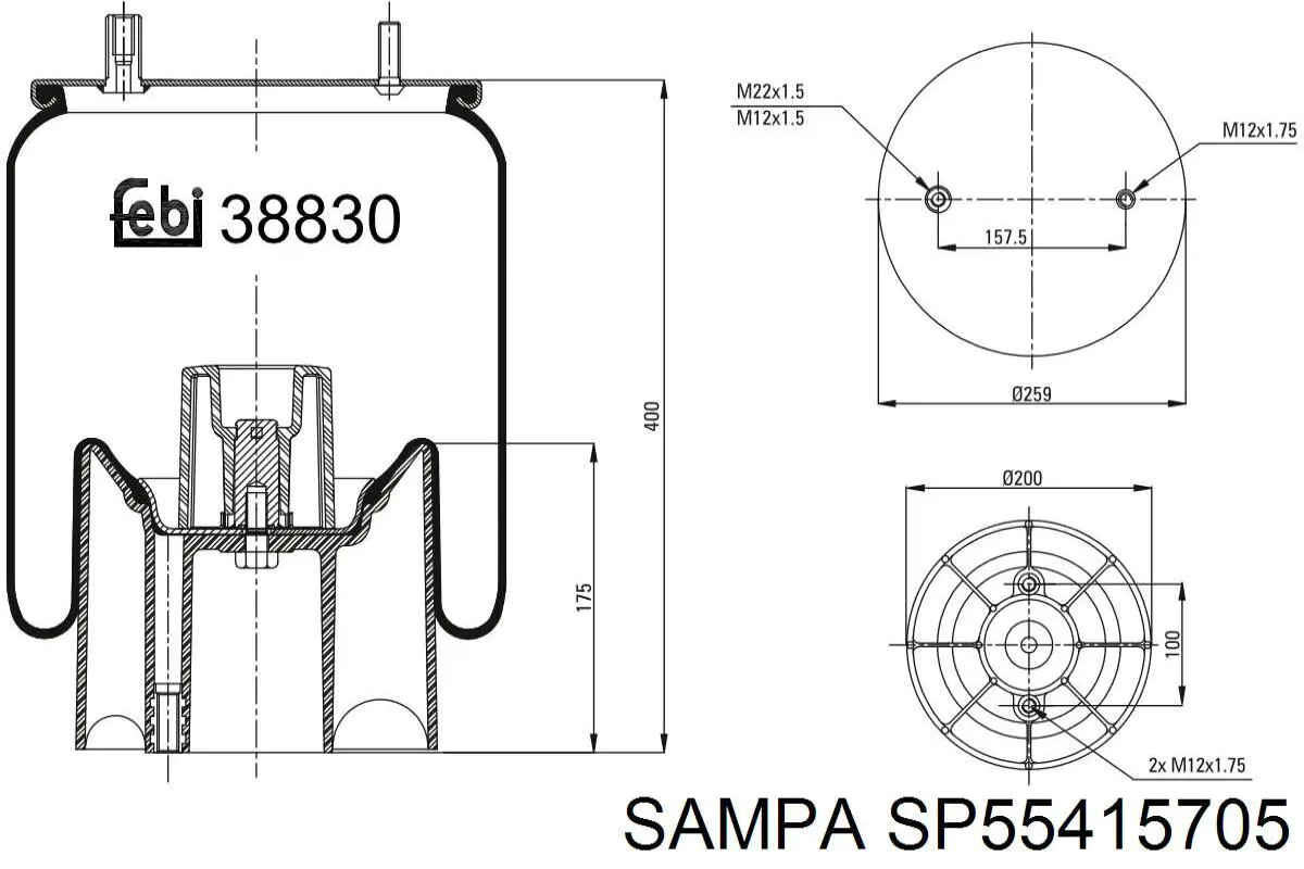 SP 554157-05 Sampa Otomotiv‏ muelle neumático, suspensión