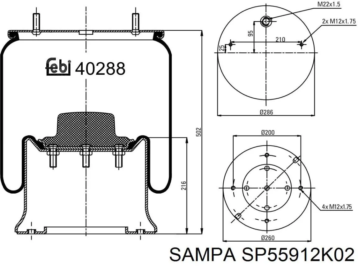 SP55912K02 Sampa Otomotiv‏ muelle neumático, suspensión