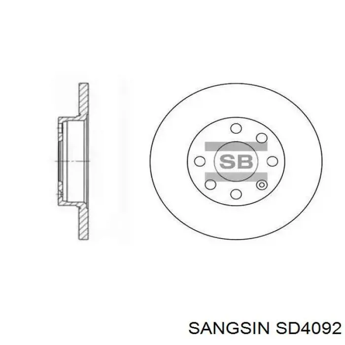 SD4092 Sangsin disco de freno trasero