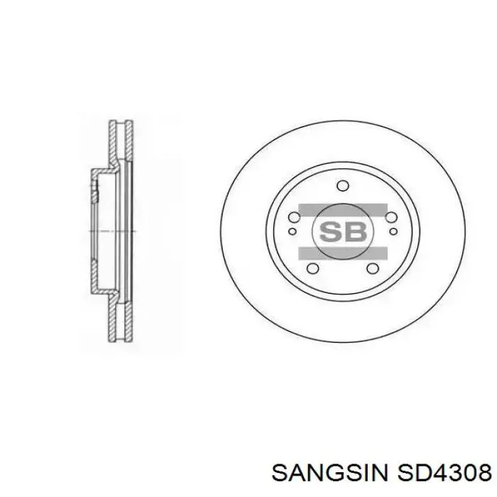 SD4308 Sangsin freno de disco delantero