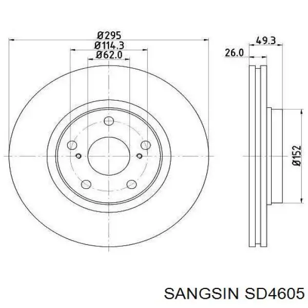 SD4605 Sangsin freno de disco delantero