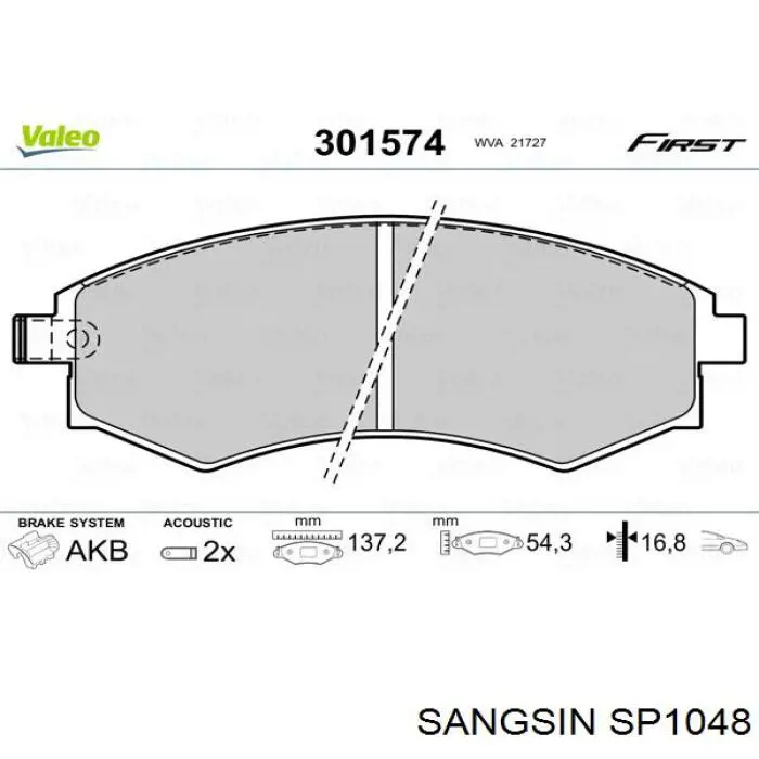 SP1048 Sangsin pastillas de freno delanteras