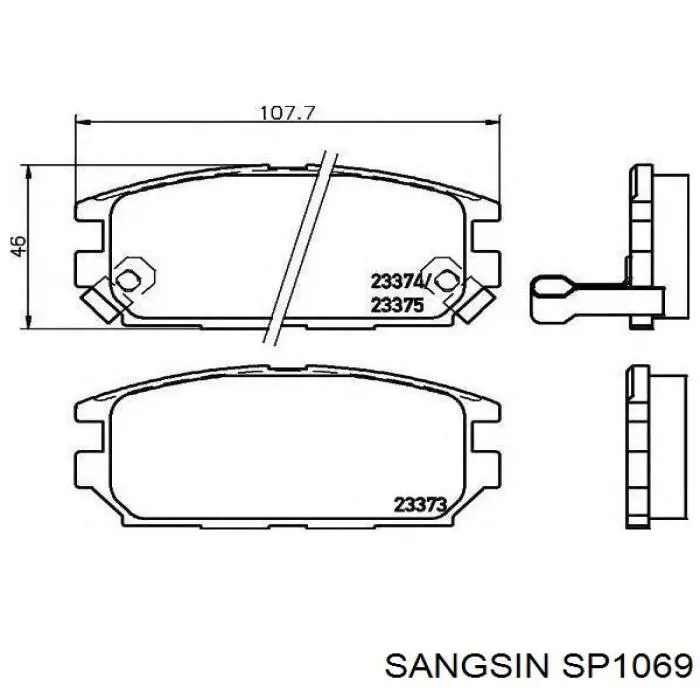 SP1069 Sangsin pastillas de freno traseras