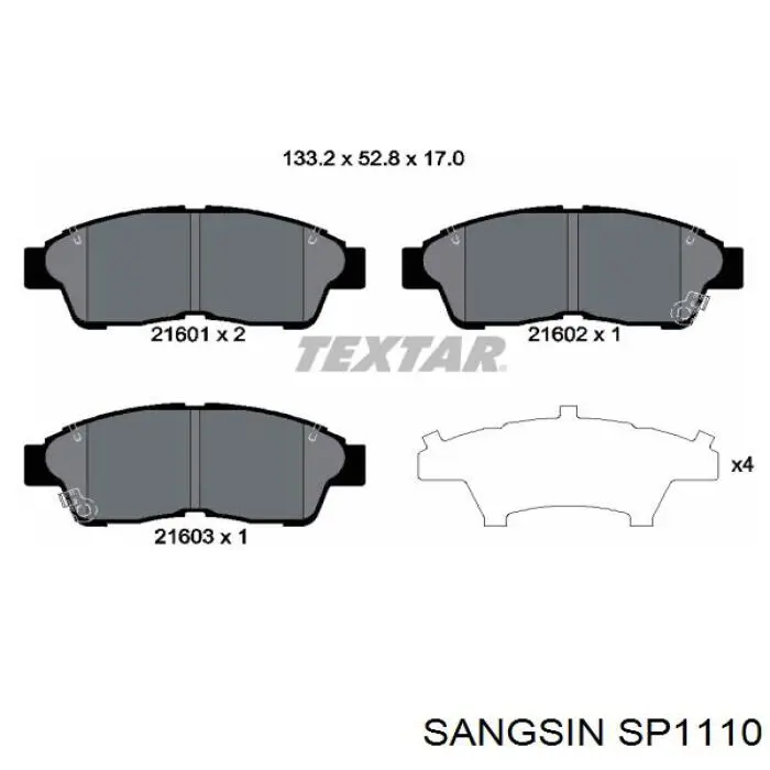 SP1110 Sangsin pastillas de freno delanteras