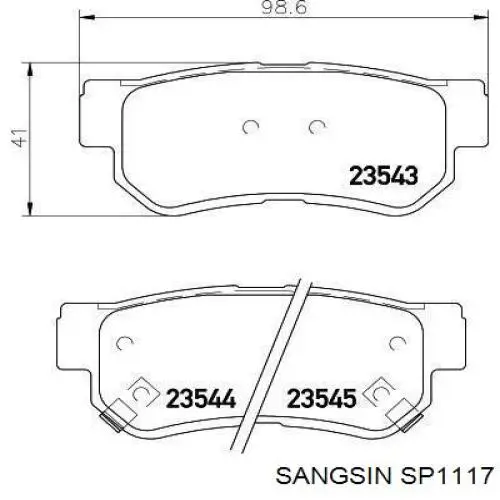 SP1117 Sangsin pastillas de freno traseras