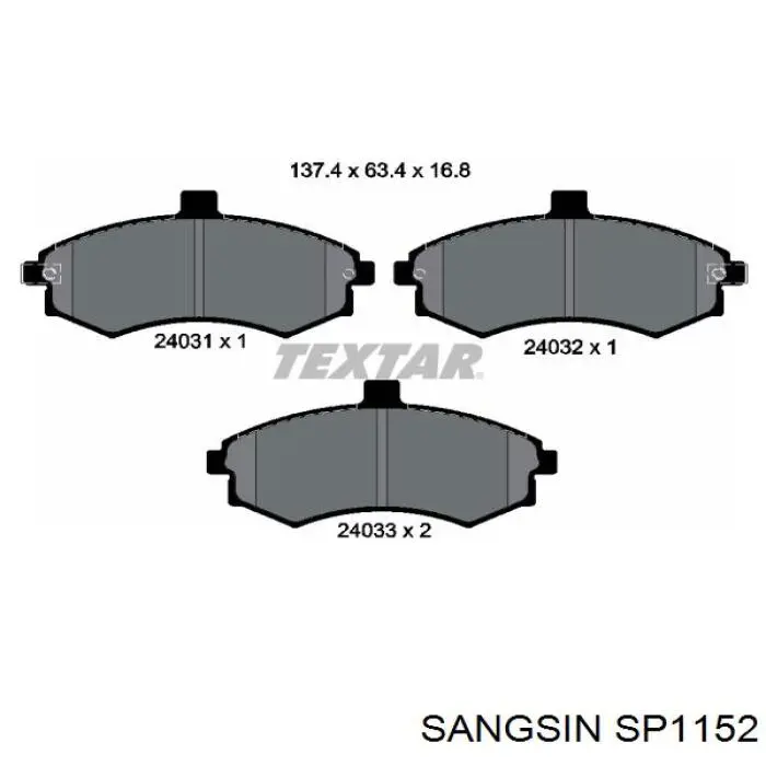 SP1152 Sangsin pastillas de freno delanteras