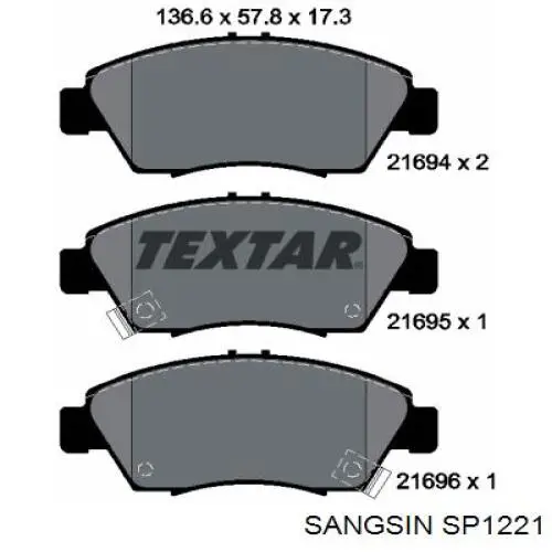 SP1221 Sangsin pastillas de freno delanteras