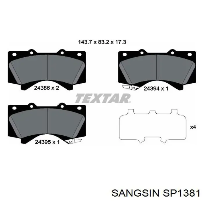 SP1381 Sangsin pastillas de freno delanteras