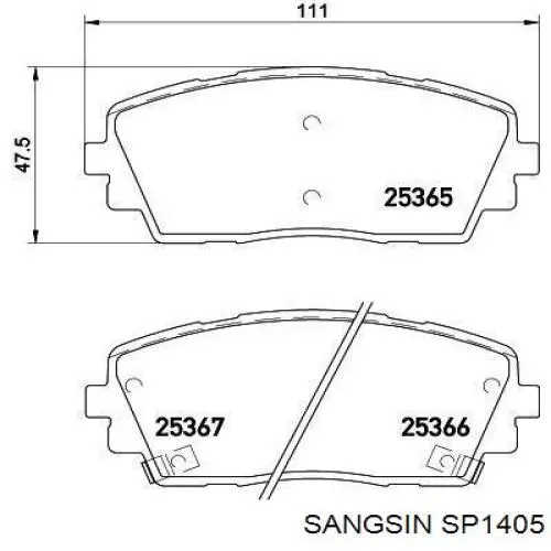 SP1405 Sangsin pastillas de freno delanteras