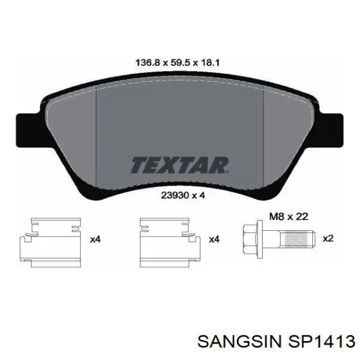 SP1413 Sangsin pastillas de freno delanteras