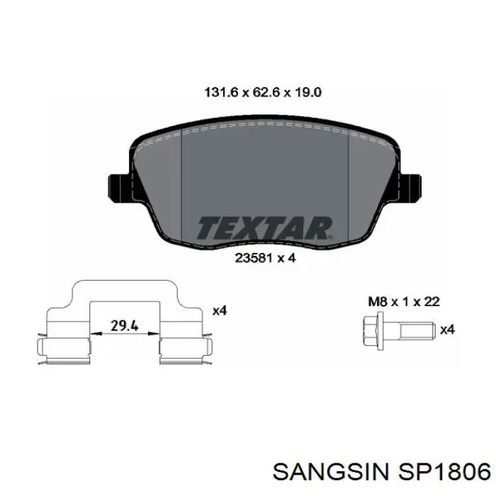 SP1806 Sangsin pastillas de freno delanteras