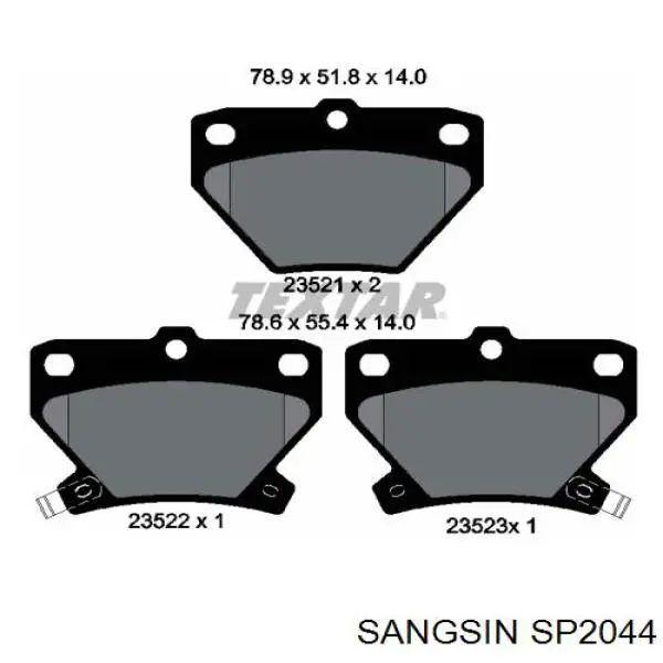 SP2044 Sangsin pastillas de freno traseras