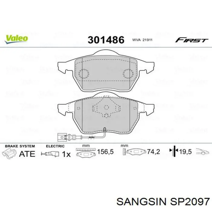 SP2097 Sangsin pastillas de freno delanteras