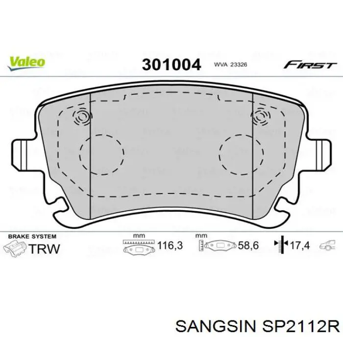 SP2112-R Sangsin pastillas de freno traseras