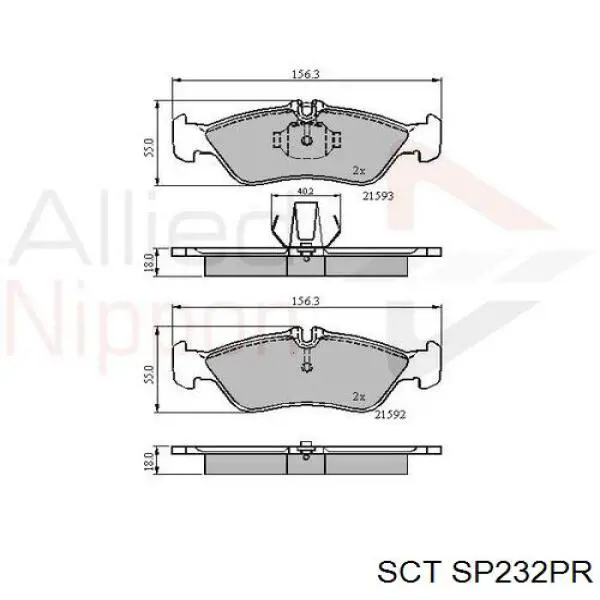 SP232PR SCT pastillas de freno traseras