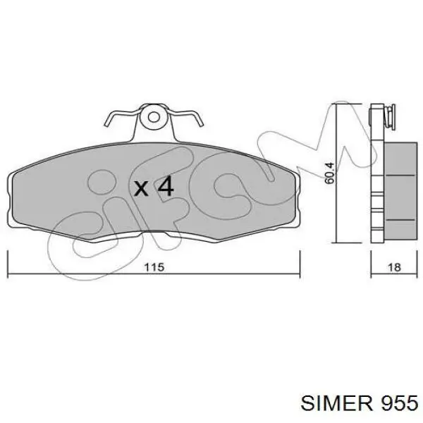 955 Simer pastillas de freno delanteras