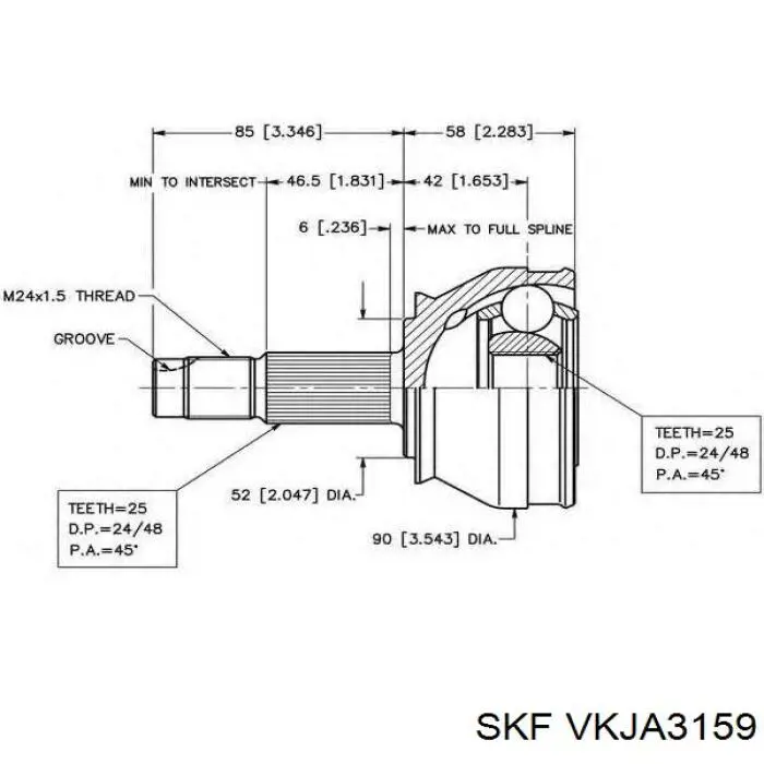 VKJA 3159 SKF junta homocinética exterior delantera