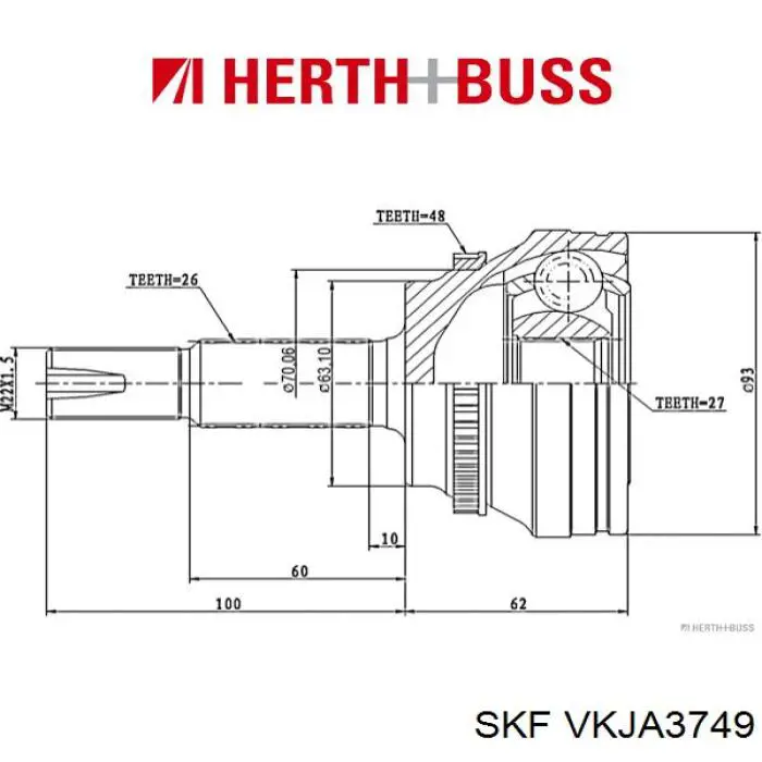 VKJA3749 SKF junta homocinética exterior delantera