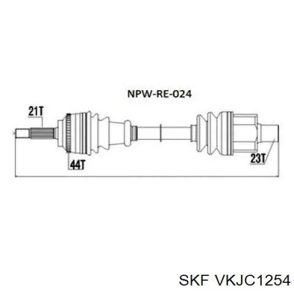 VKJC 1254 SKF árbol de transmisión delantero derecho