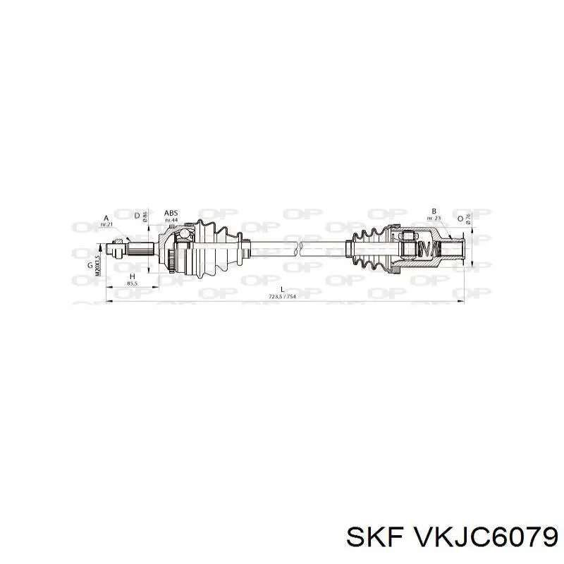 VKJC6079 SKF árbol de transmisión delantero derecho