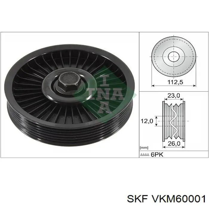 VKM60001 SKF polea inversión / guía, correa poli v