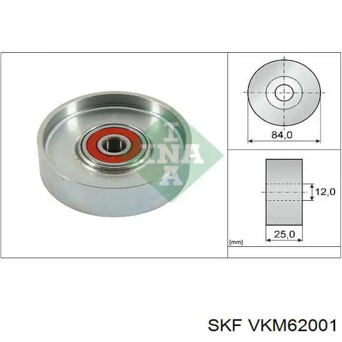 VKM 62001 SKF tensor de correa, correa poli v