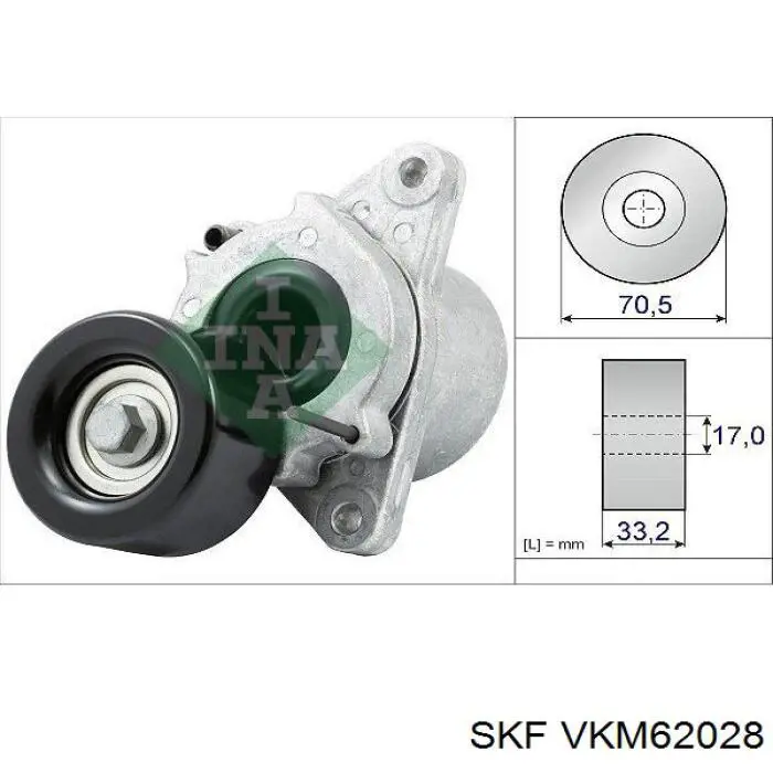 VKM 62028 SKF tensor de correa, correa poli v